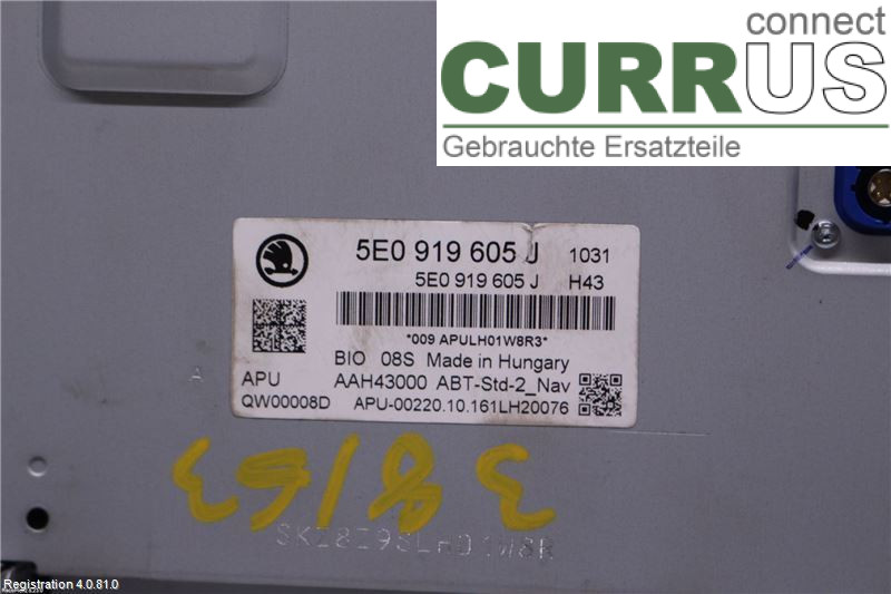 SKODA OCTAVIA  13-20 Radio CD / panneau multimédia 5E0919605J CRMB