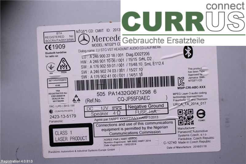 MB CLA-CLASS (C117/X117)  13-19 Radio CD / panel multimedialny A2469002517 OM651.930