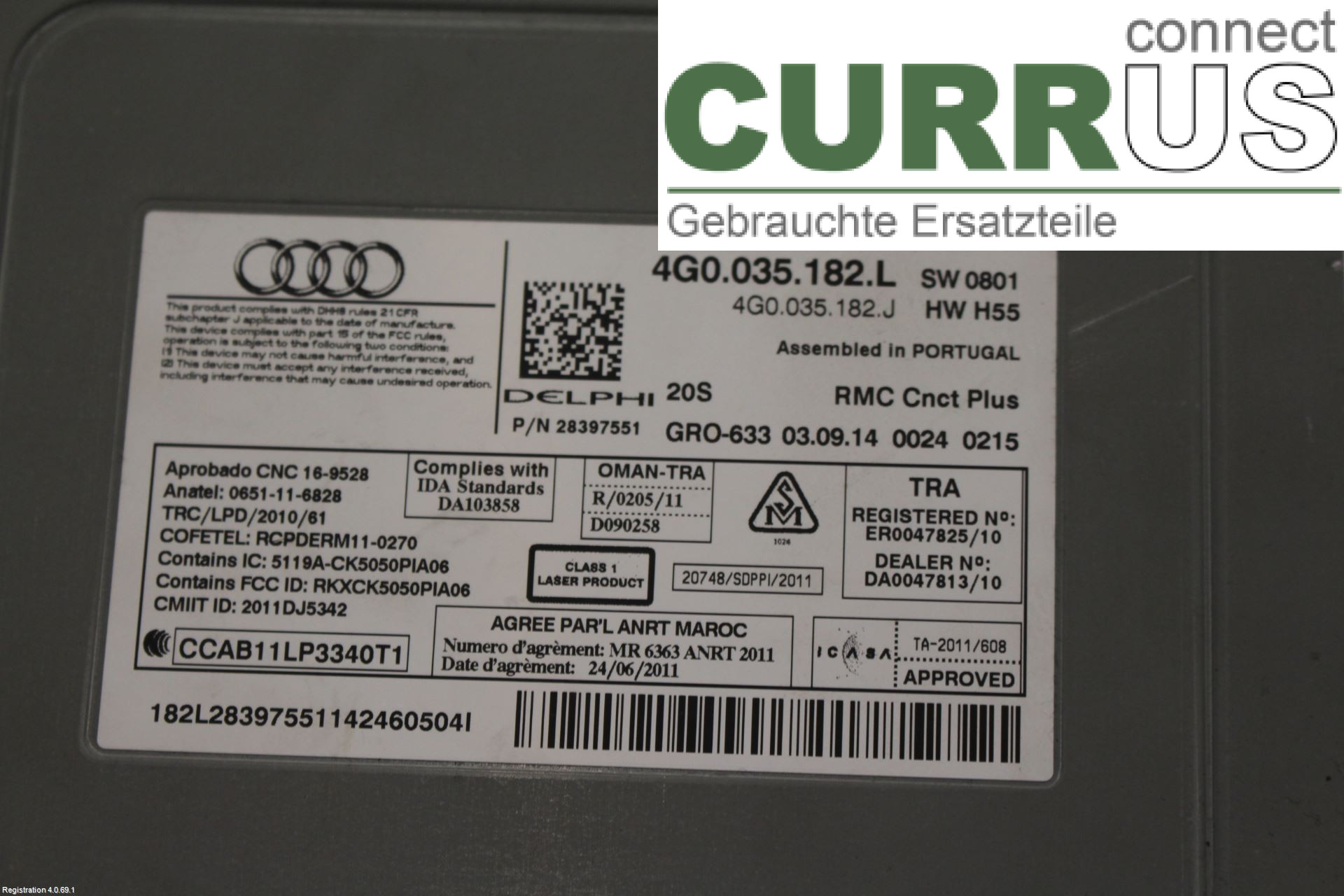 AUDI A6/S6 4G   11-18 Radio CD / Multimedia panel 4G0035182LX CLAA