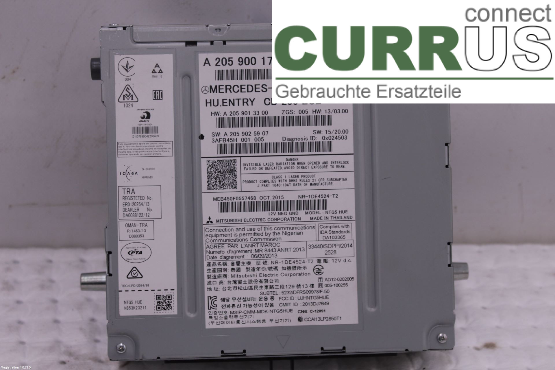 MB C-KLASS (W205)  14- Radio CD / Multimedia panel A2059006222 OM651.921