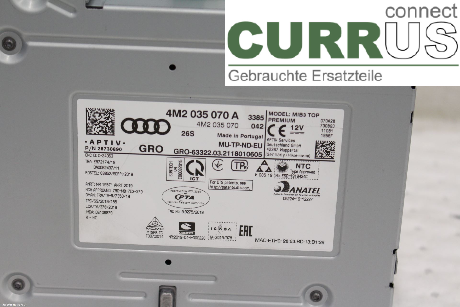 AUDI A6 F2/C8  19- Radio CD /Multimediapanel 4M2035070A DRYA