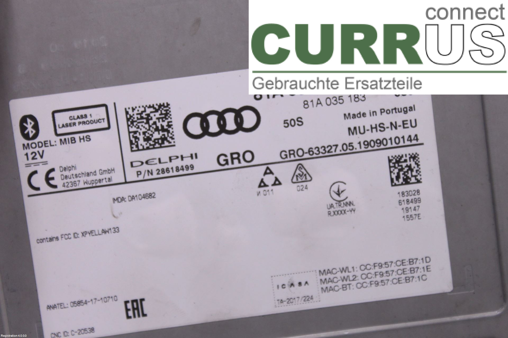 AUDI A3/S3 8V  13-20 Radio CD / panneau multimédia 81A035183D DADA