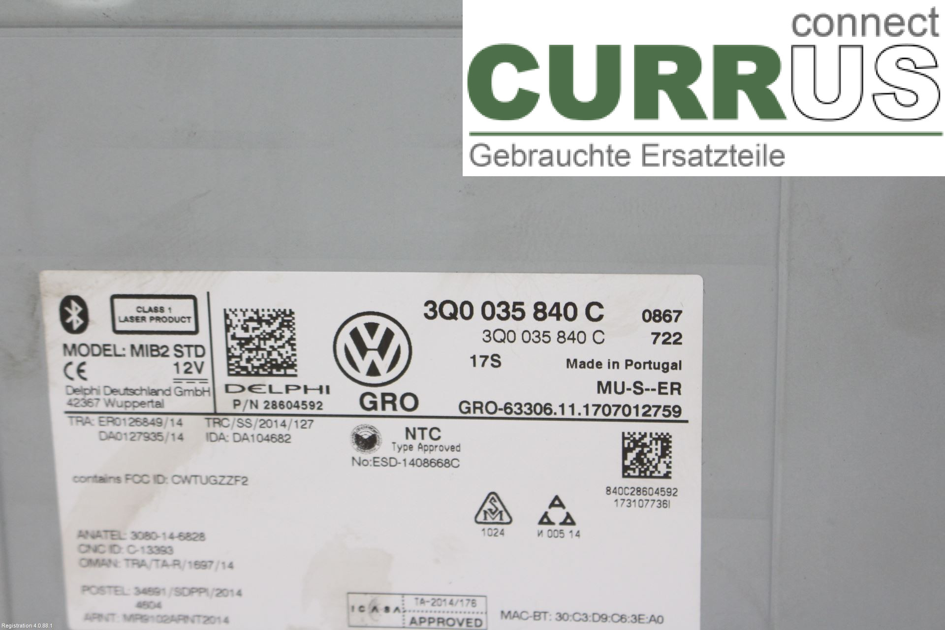 VW PASSAT  15-19 Radio CD / Multimedia panel 3Q0035840C DFHA