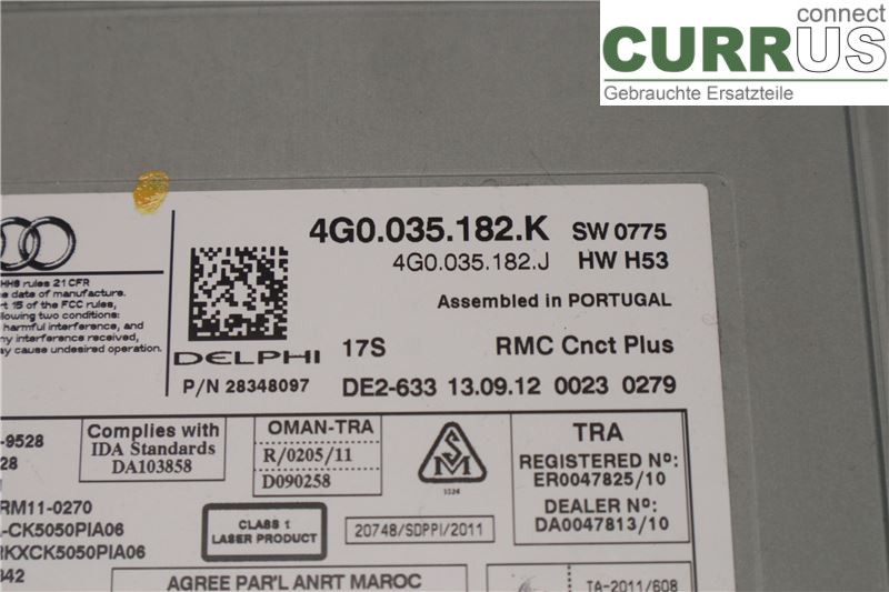AUDI A6/S6 4G   11-18 Radio CD / Multimedia panel 4G0.035.182.K CLAA