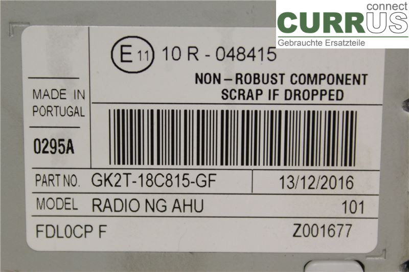 FORD TRANSIT SKÅP/BUSS 14- Radio-CD-/Multimedia-Panel GK2T-18C815-GF 