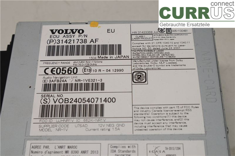 VOLVO XC70  14-16 Radio CD /Multimediapanel 36050605 D4204T5