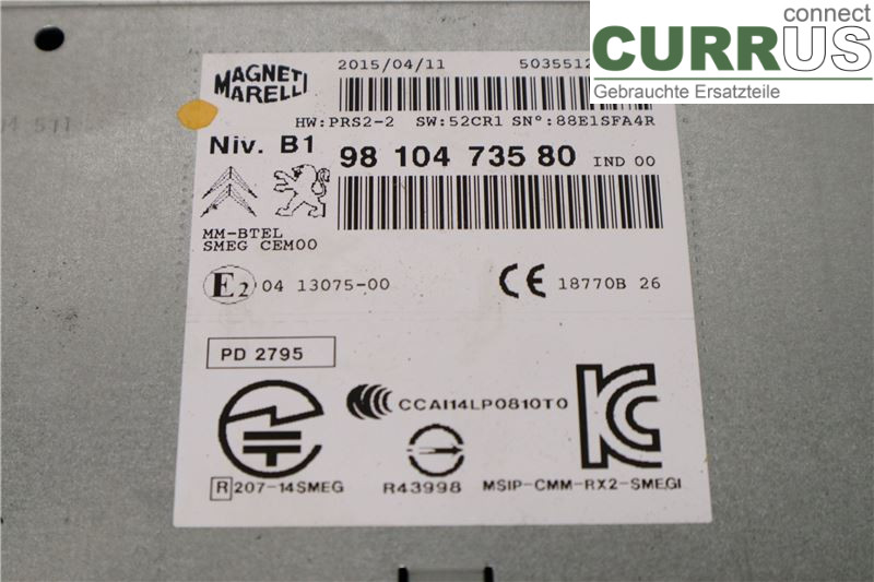 CITROEN C4 CACTUS 14-20 Radio CD /Multimediapanel 16 132 290 80	 BHY