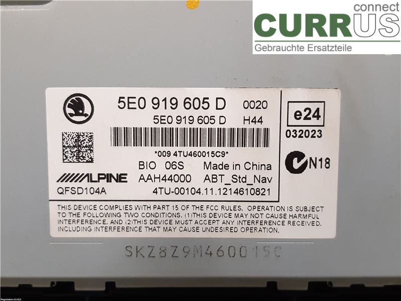 SKODA OCTAVIA  13-20 Radio CD / Multimedia panel 5E0919605D CKFC