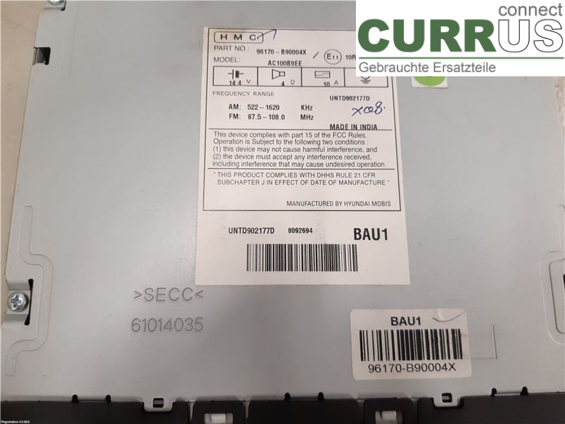 HYUNDAI i10 BA 14-16 Radio CD /Multimediapanel 96170B90004X G3LA
