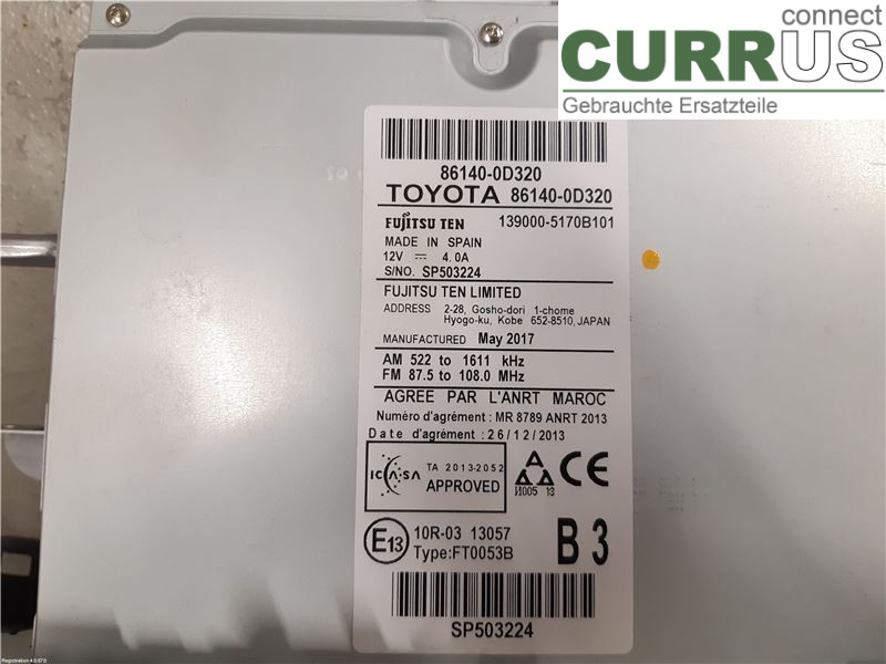 TOYOTA YARIS  15-20 Radio CD / Multimedia panel 86140-0D320 1NZ-FXE