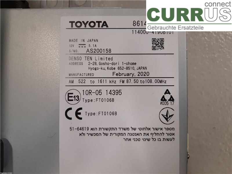 TOYOTA RAV4  19- Radio CD / Multimedia panel 86140-42D20 A25A-FXS