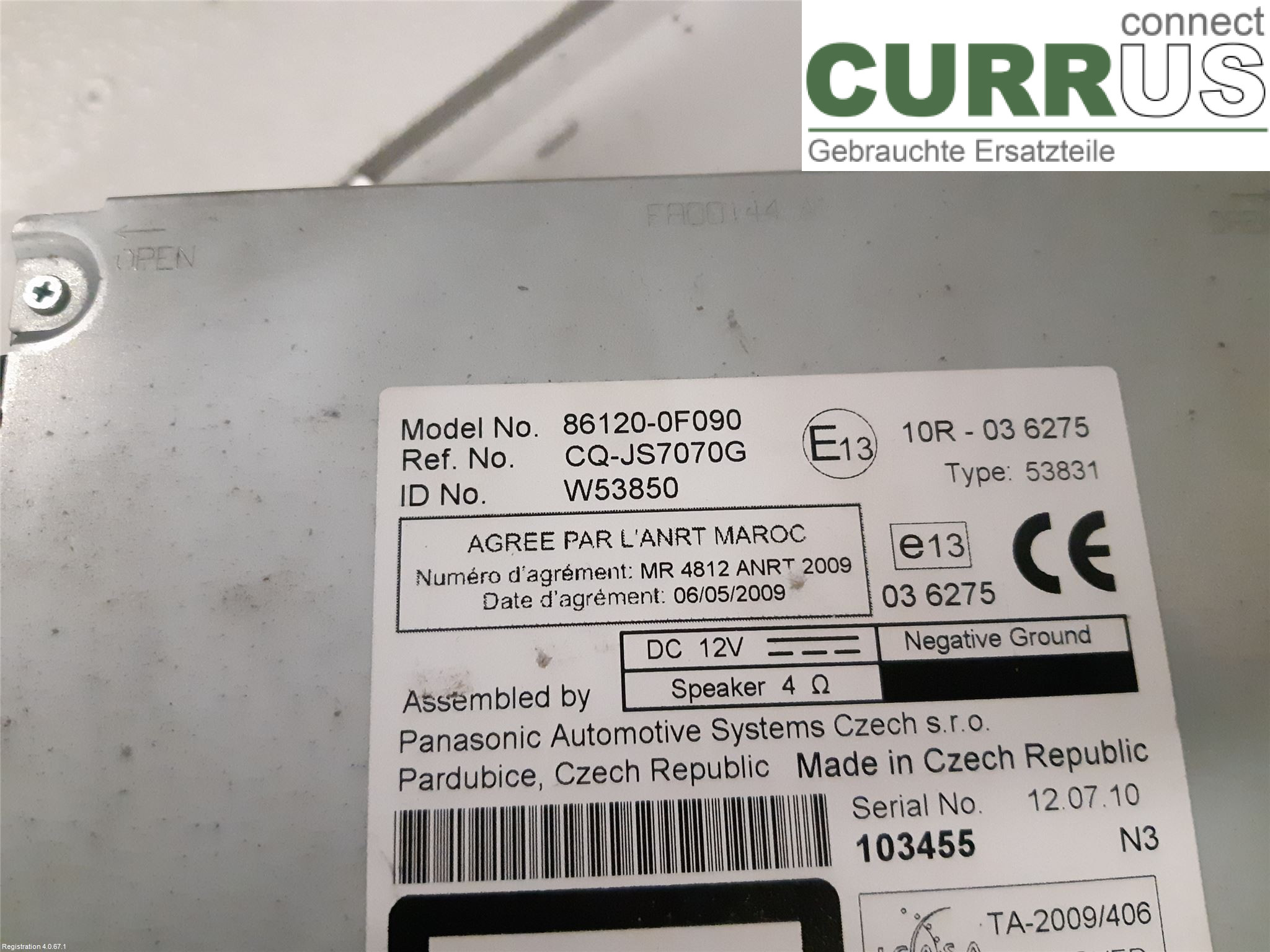 TOYOTA VERSO        09-  Radio-CD-/Multimedia-Panel 86120-0F090 2ZR-FAE