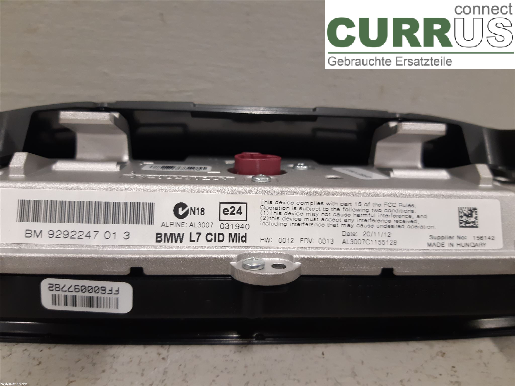 BMW 3 F30/F31/F80    12-19 Control display 65509292247 N20-B20A