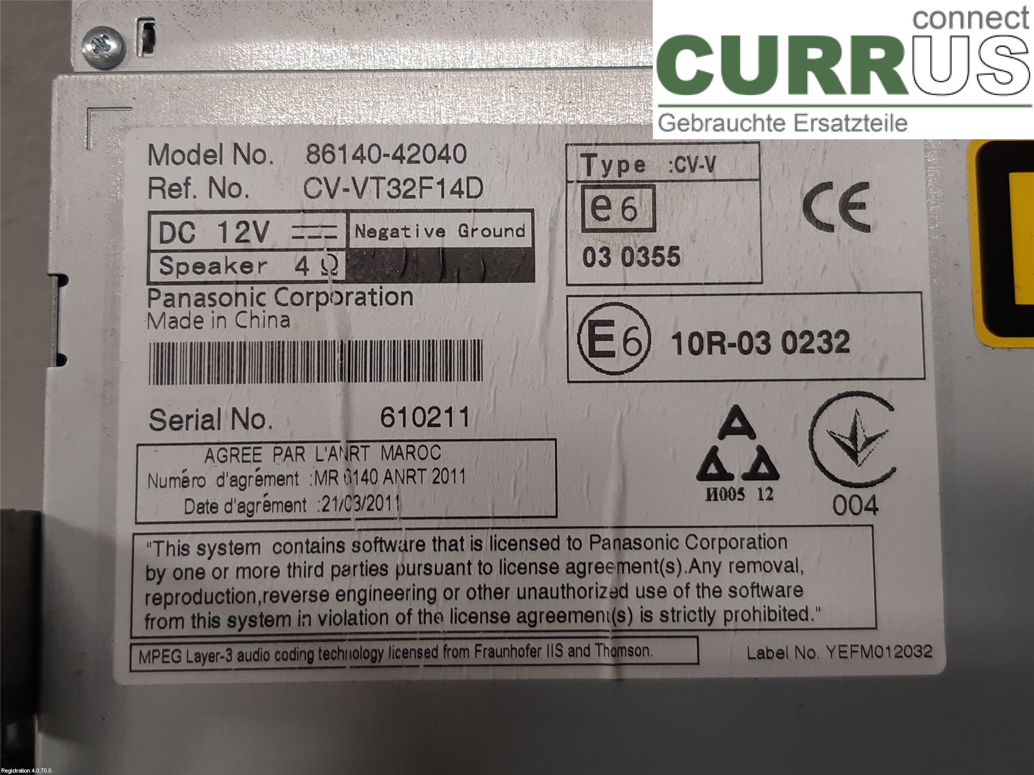 TOYOTA RAV4  13-18 Radio CD / Multimedia panel 86140-42040 3ZR-FAE
