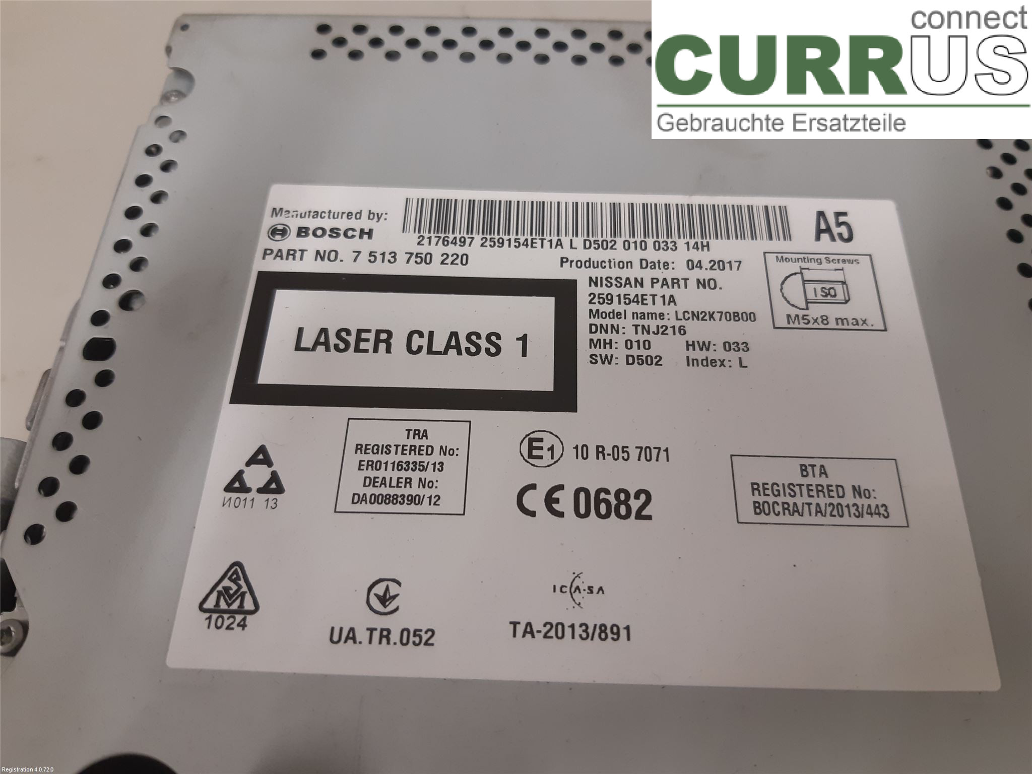 NISSAN QASHQAI  14-17 Radio CD / Multimedia panel 259154ET1A HRA2DDT