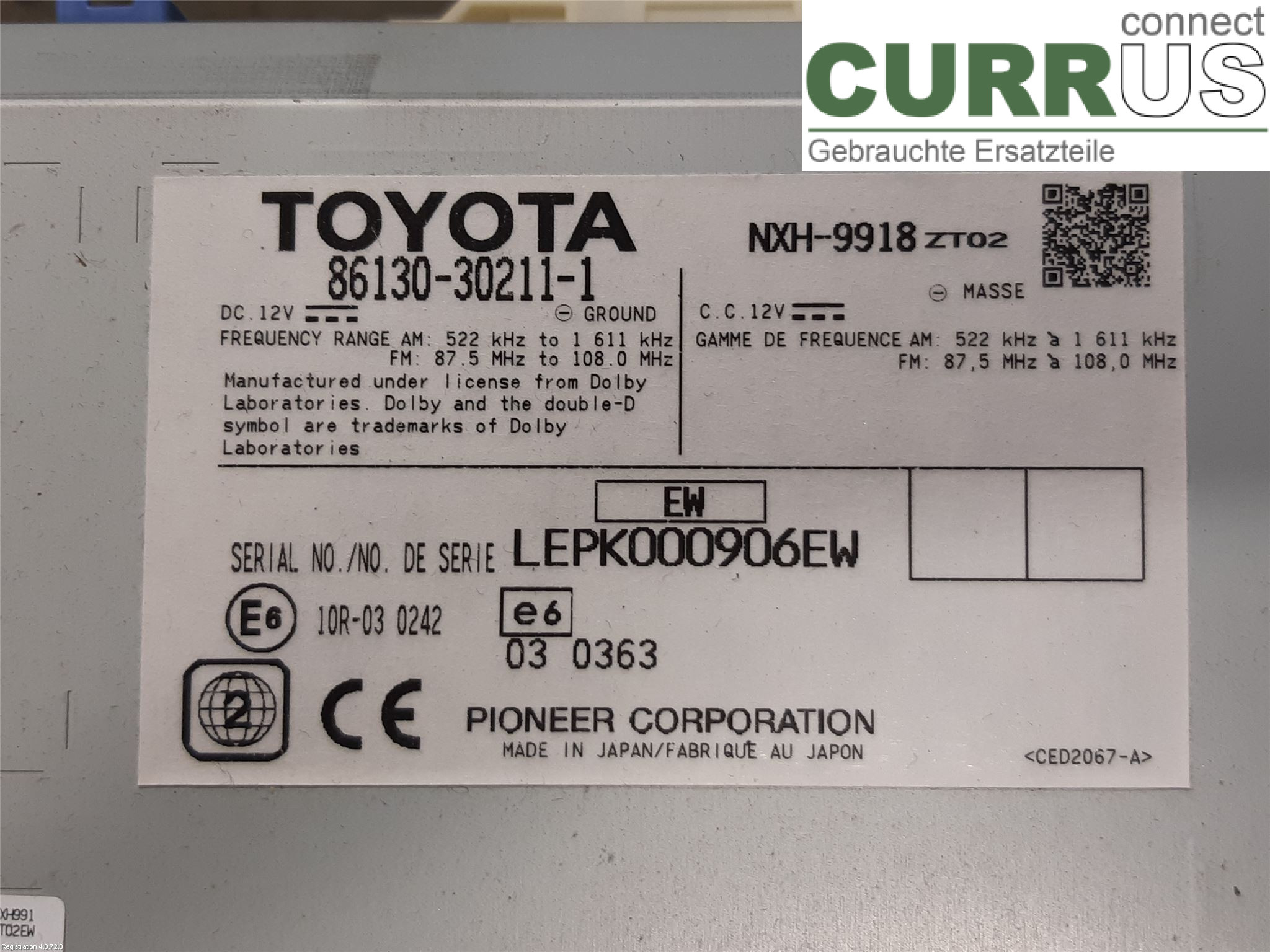 LEXUS GS 300/430/450H 05-12 Radio CD / Multimedia panel 86804-30260 2GR-FXE