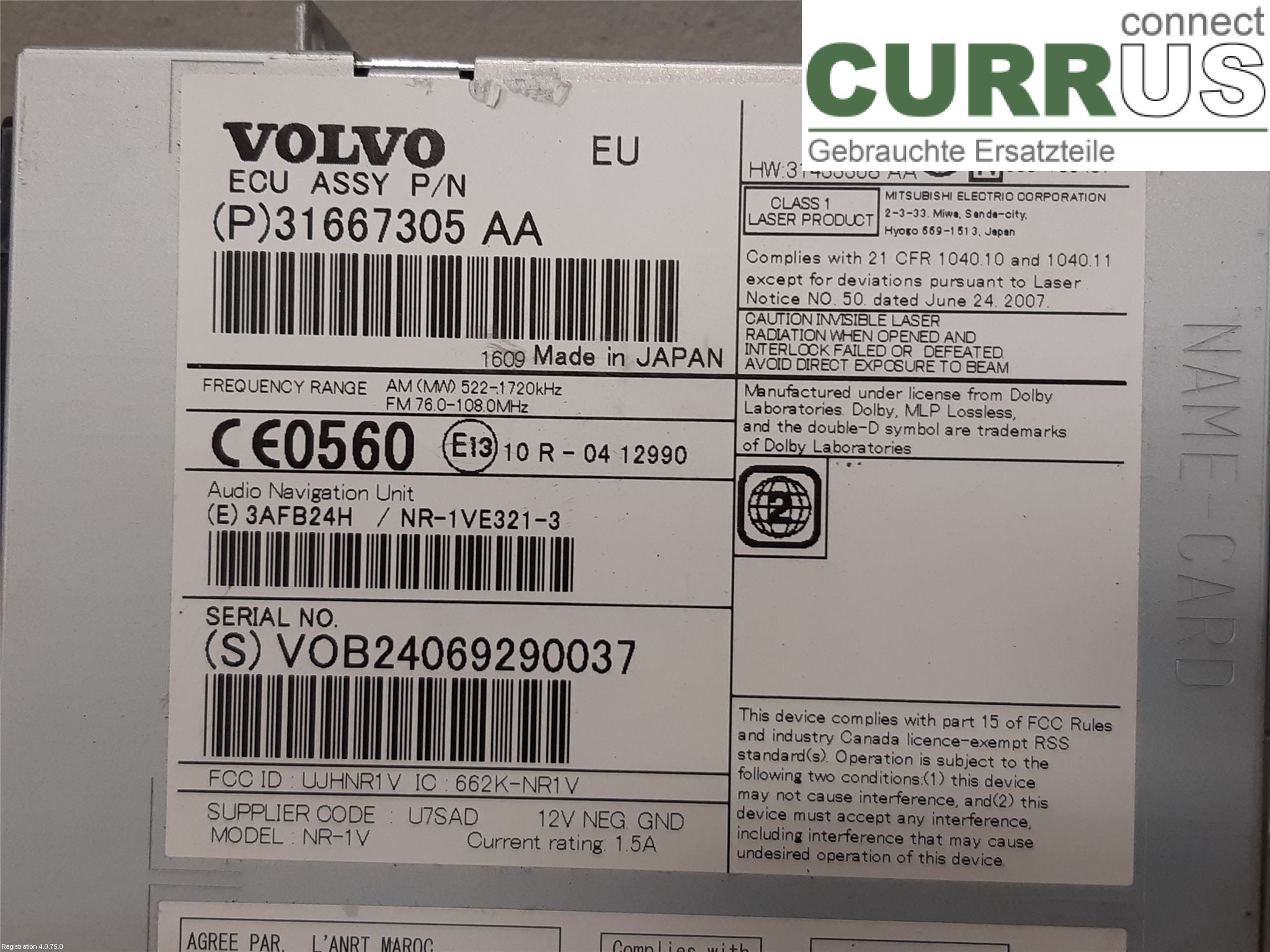 VOLVO V60 CROSS COUNTRY  16-18 Radio CD / Multimedia panel 36050657 D5244T21