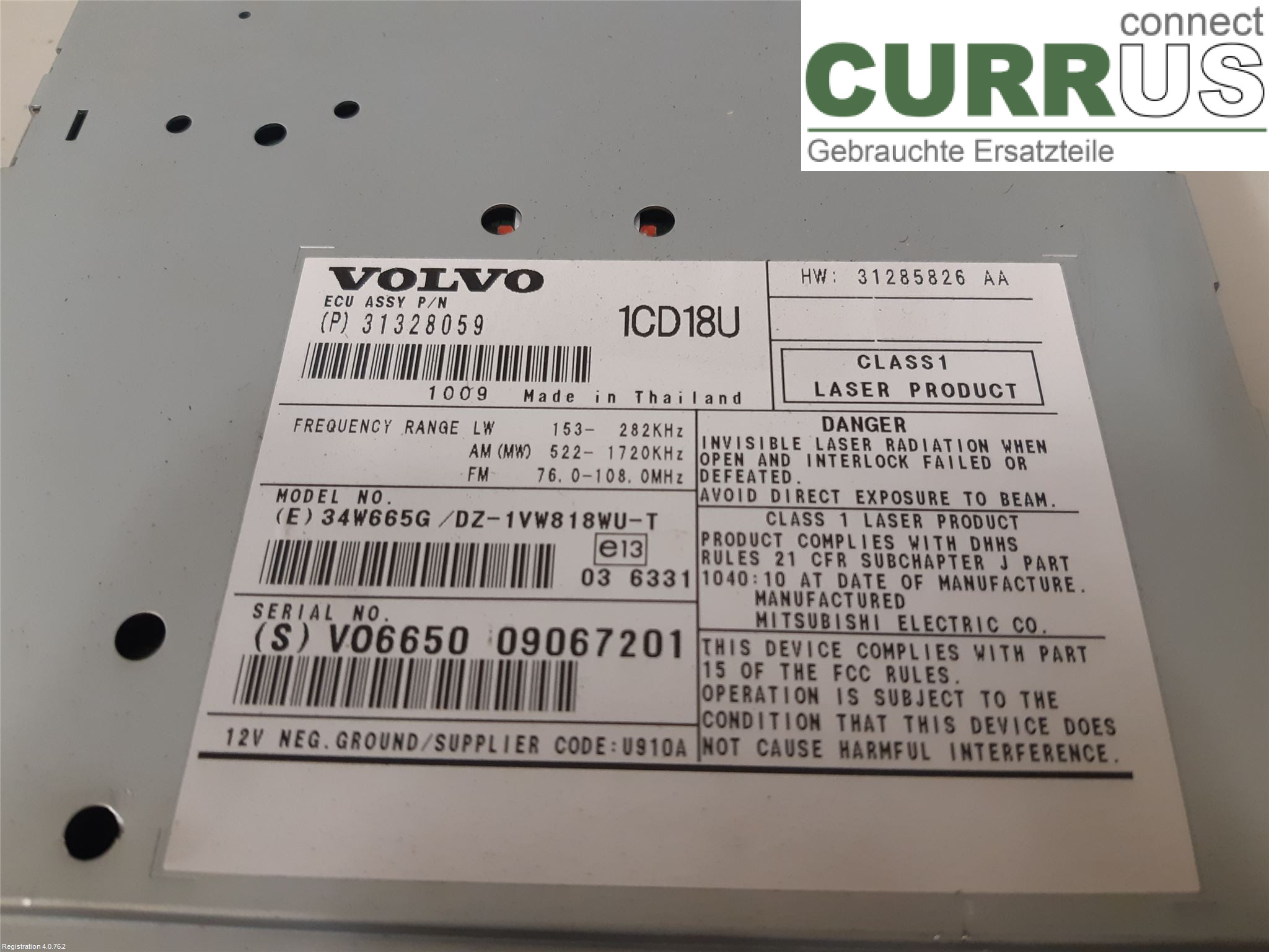 VOLVO S40      08-12 Radio CD / Multimedia panel 36050926 D4162T
