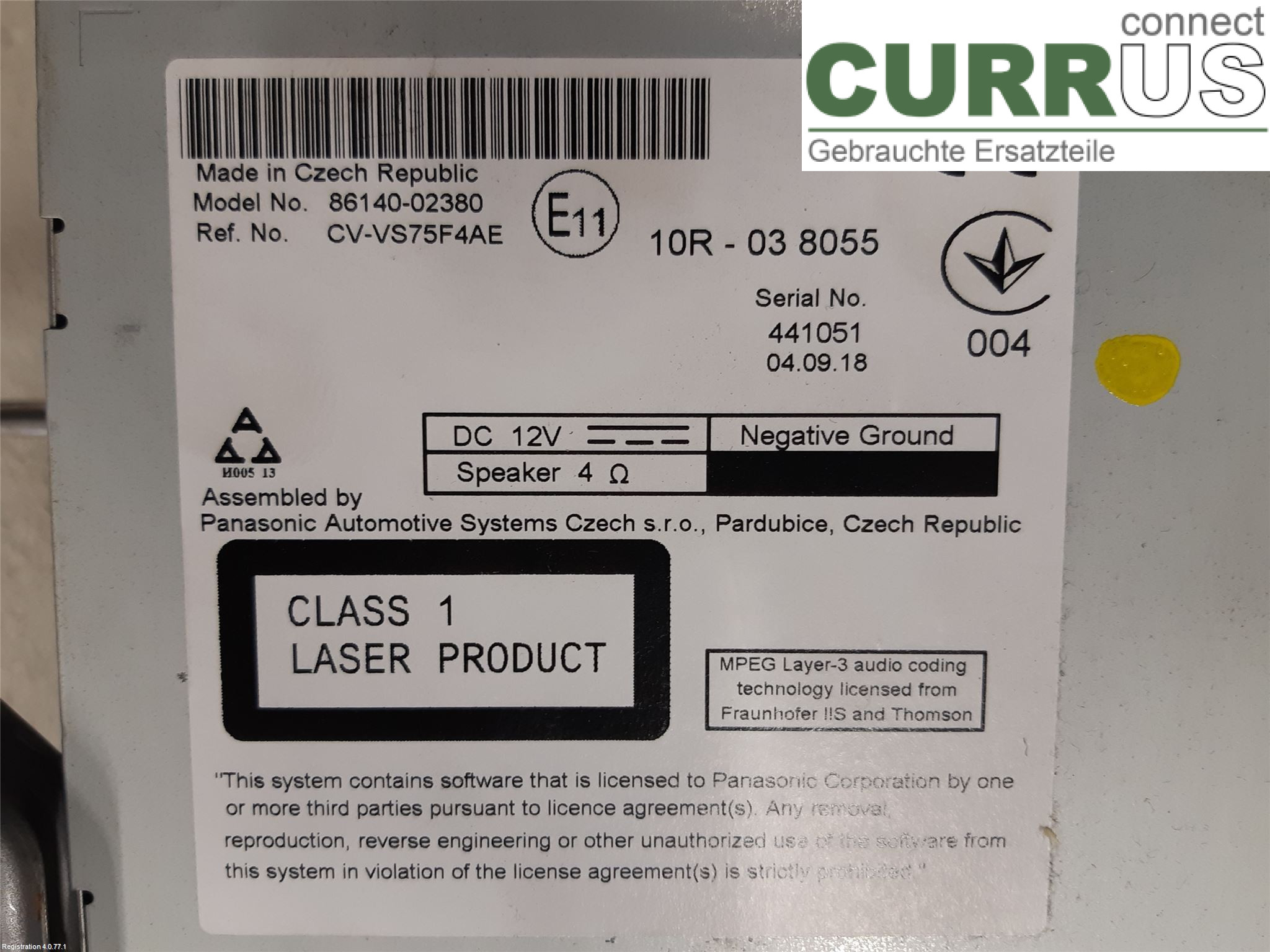 TOYOTA AURIS      13-19 Radio CD / multimediepanel 86140-02380 2ZR-FXE