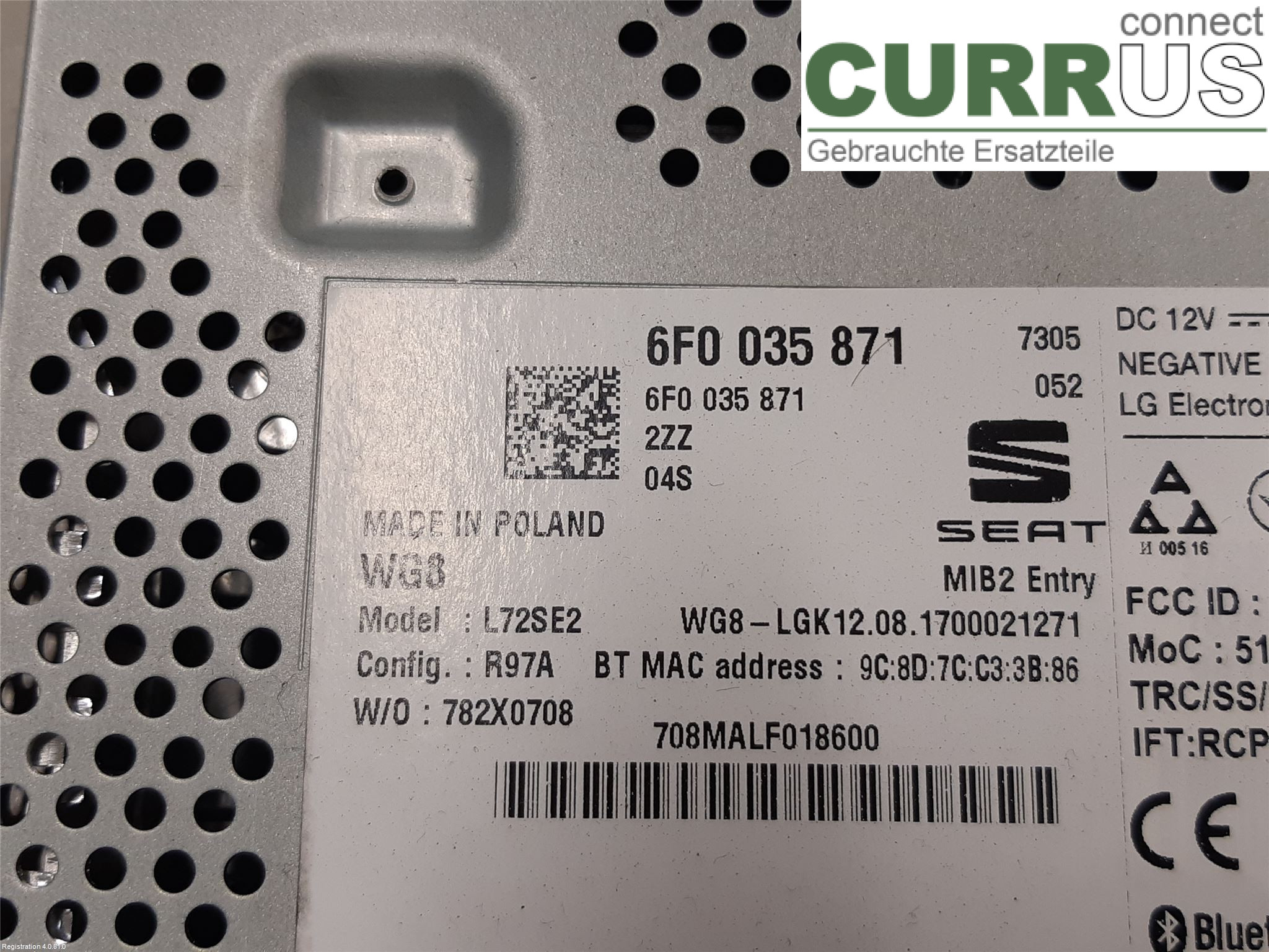 SEAT IBIZA V  17-20 Radio-CD-/Multimedia-Panel 6F0 035 871    2ZZ CHZL