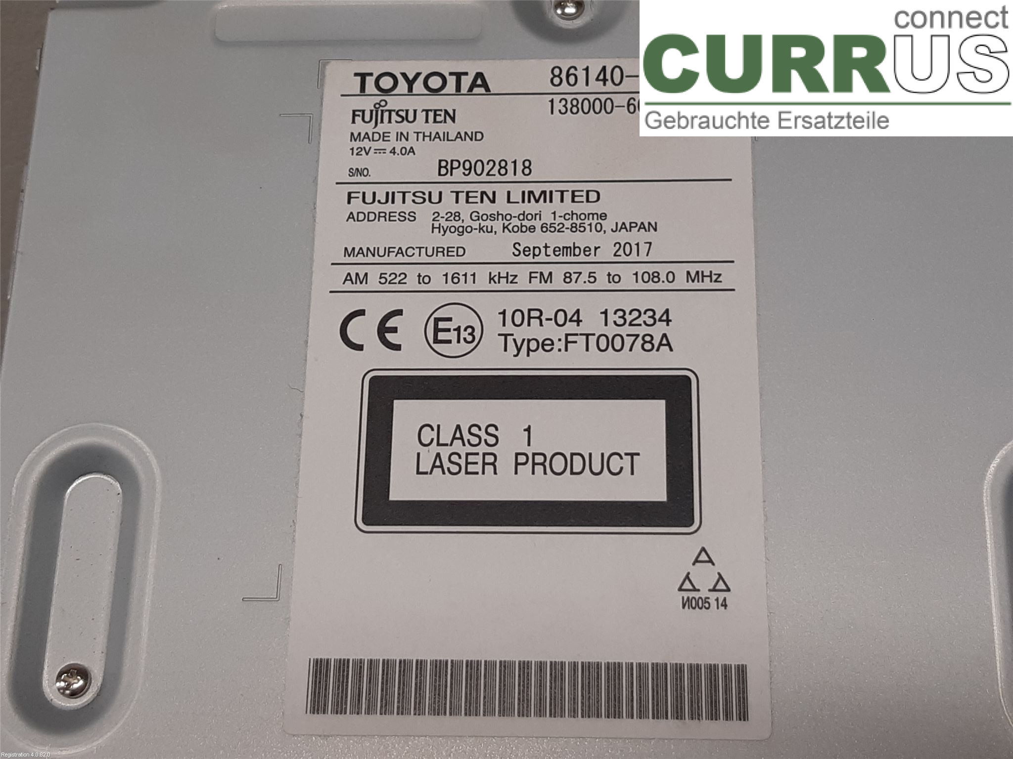 TOYOTA HILUX  16- Radio CD / Multimedia panel 86140-0K620 2GD-FTV