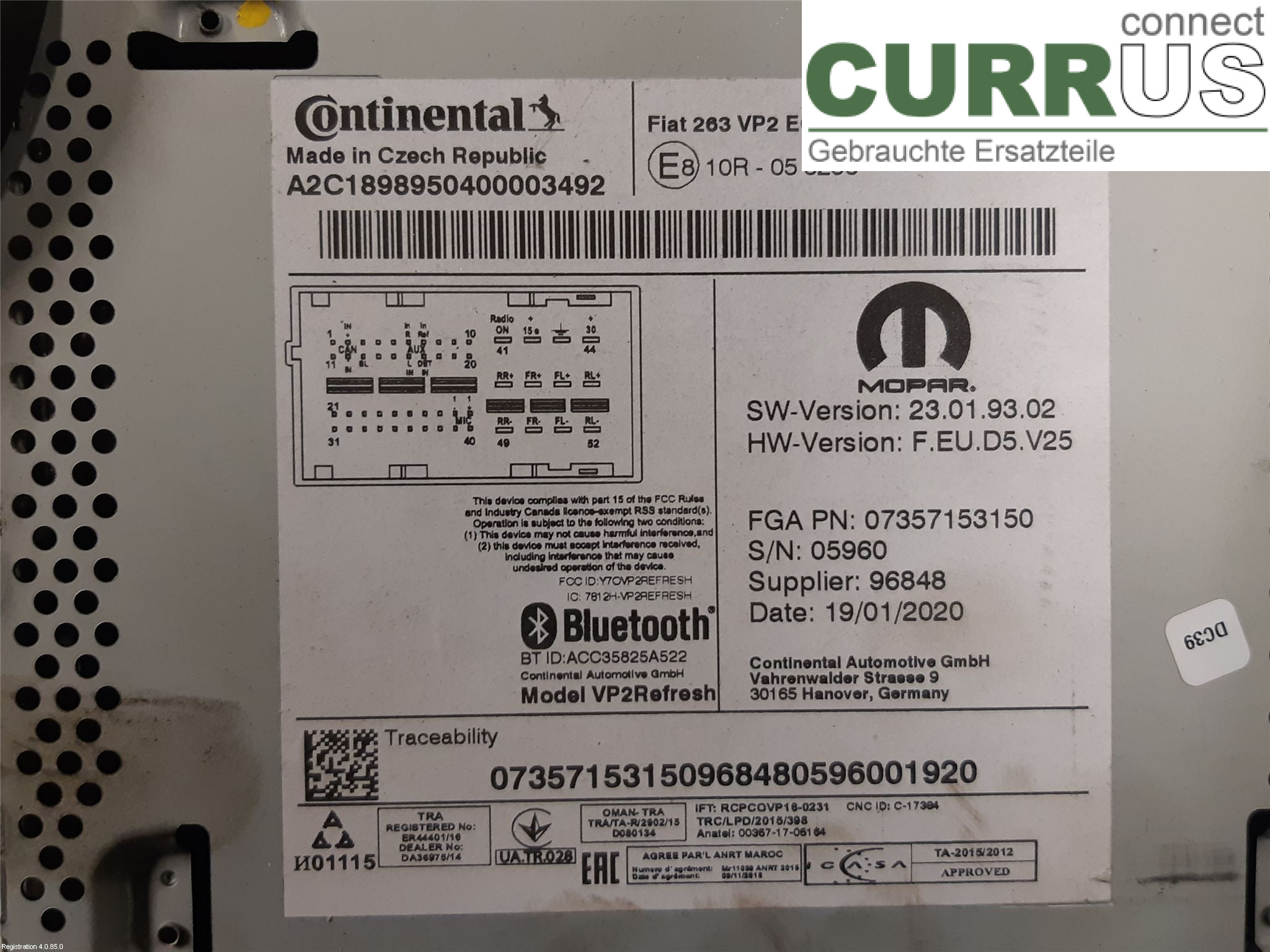 FIAT DOBLO CARGO Radio CD / panel multimedialny 735735135 263.A8.000