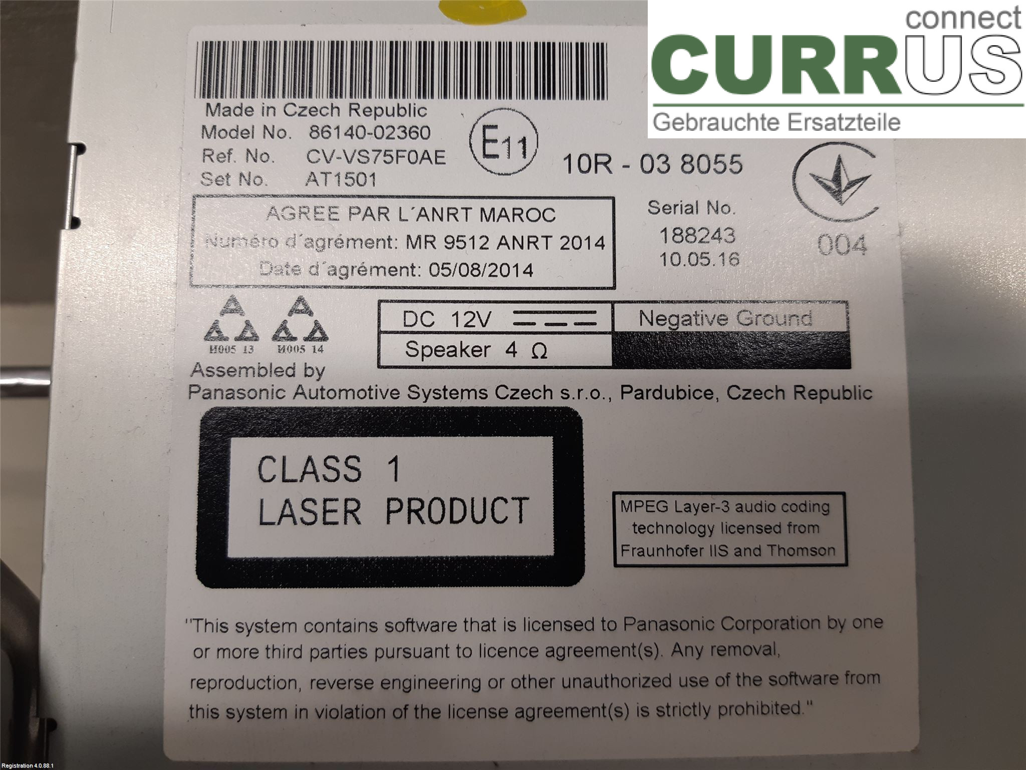 TOYOTA AURIS      13-19 Radio CD / Multimedia panel 86140-02360 8NR-FTS