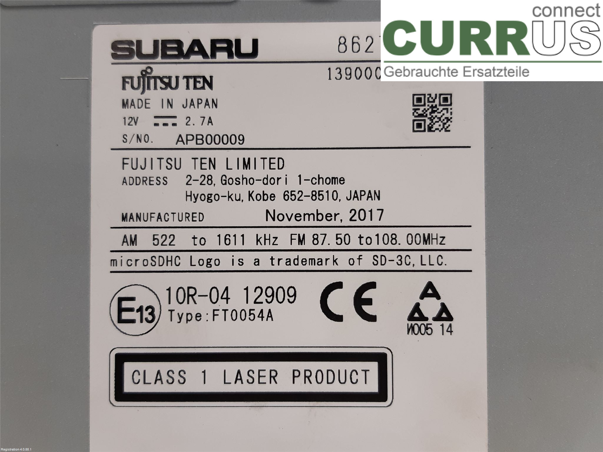 SUBARU LEVORG 14-20 Radio CD / Multimedia panel 86271VA950 FB16
