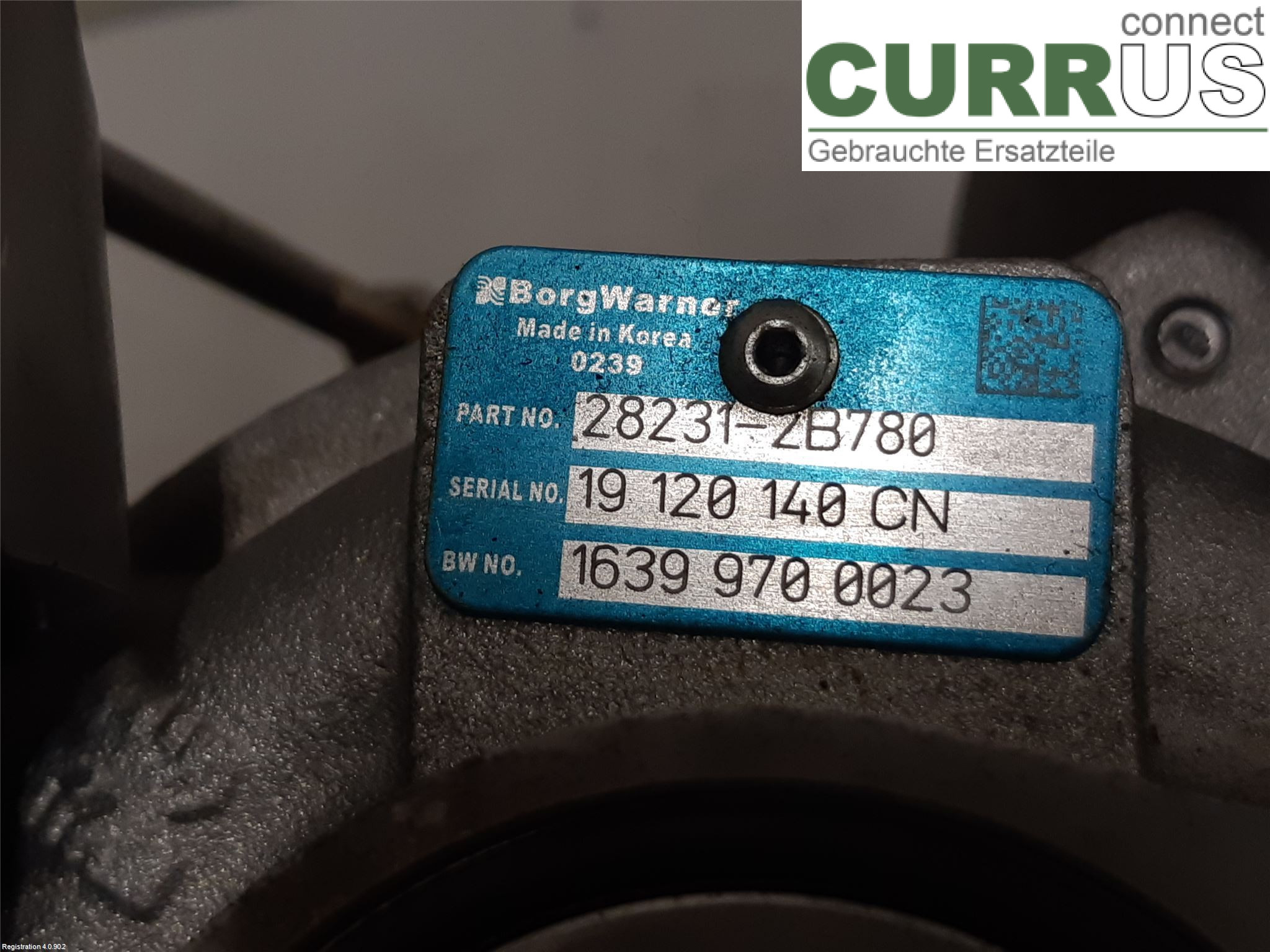 HYUNDAI KONA / ELECTRIC OS 18-23 Turbolader 282312B780 G4FJ