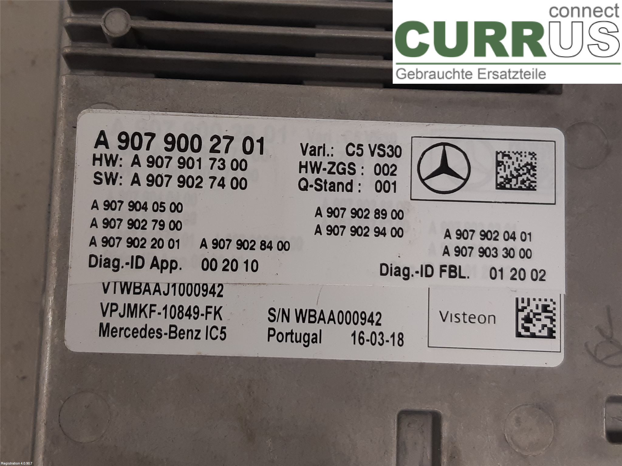MB SPRINTER (W907/910) 19- Radio CD / panneau multimédia A 907 900 87 03 OM651.958