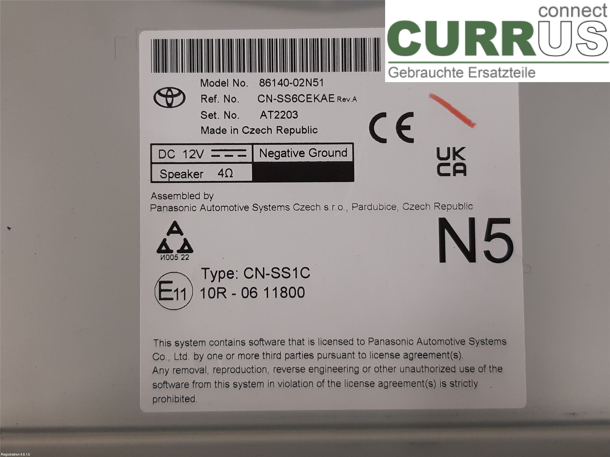 TOYOTA COROLLA 19- Radio CD / Multimedia panel 86140-02N51 2ZR-FXE