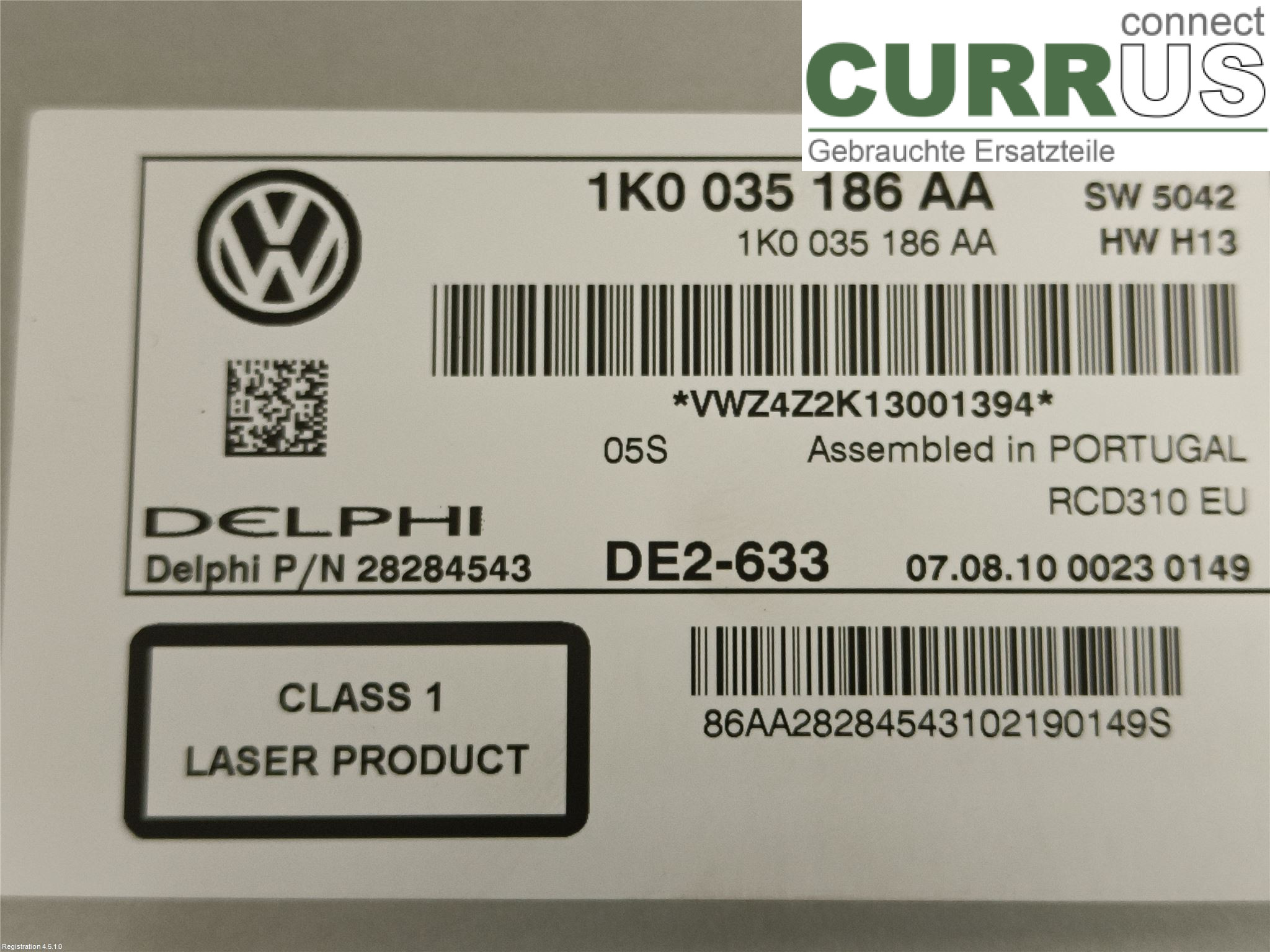 VW GOLF VI     09-13 Radio CD / Multimedia panel 1K0 057 187 AX CAXA