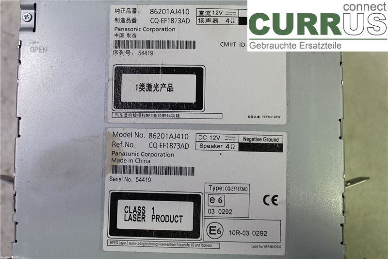 SUBARU LEGACY 10-14 Radio CD / Multimedia panel 86201AJ410 2,0D