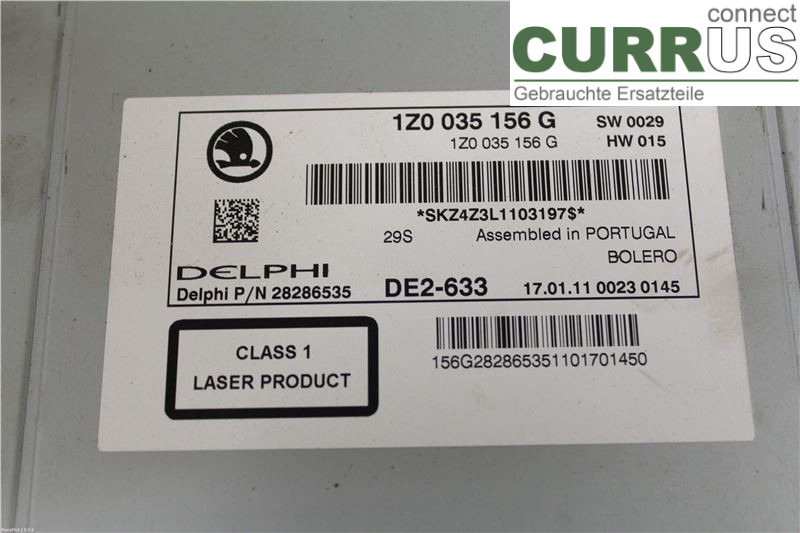 SKODA OCTAVIA    05-13 Radio CD / panel multimedialny 1Z0035156G 2,0TDI