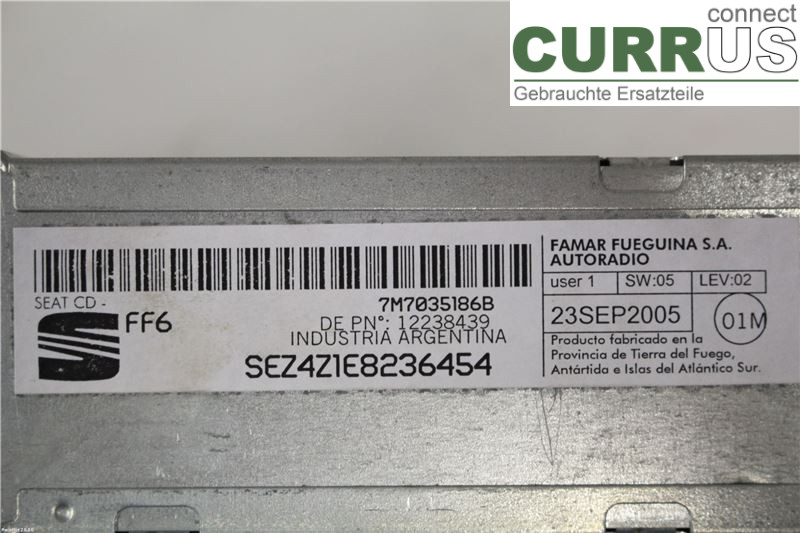 SEAT ALHAMBRA 01-10 Radio CD / panneau multimédia 7M7035186B 2,8