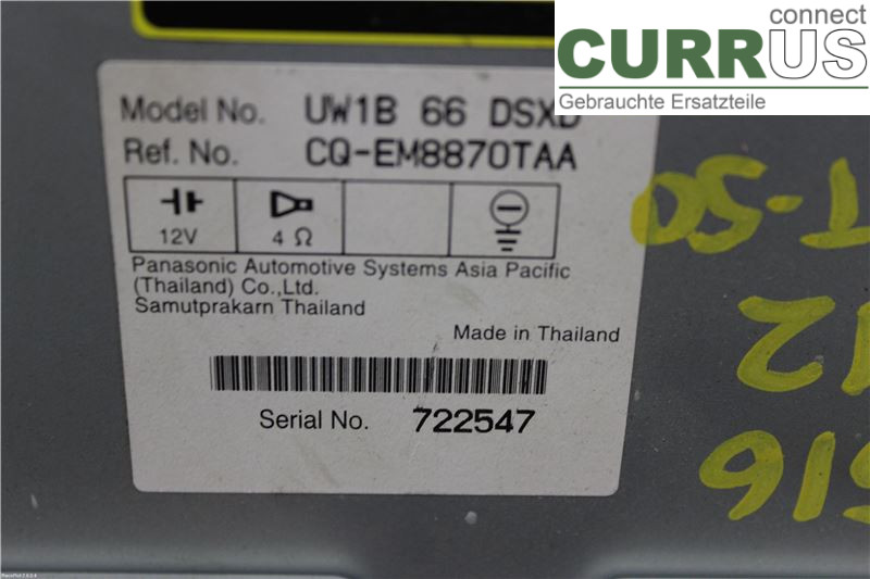 MAZDA BT-50 Radio CD / Multimedia panel UW1B66DSXD 2,5TD