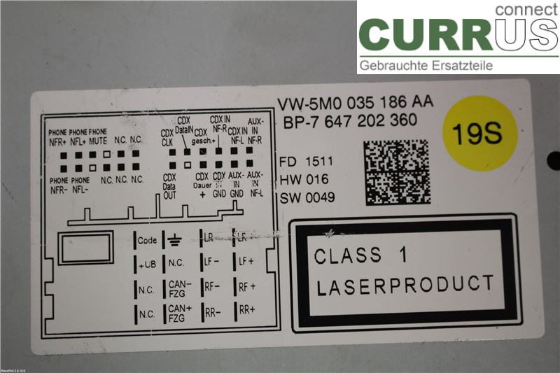 VW POLO       10-17 Radio CD / Multimedia panel 5M0057187AX 1.6 TDI