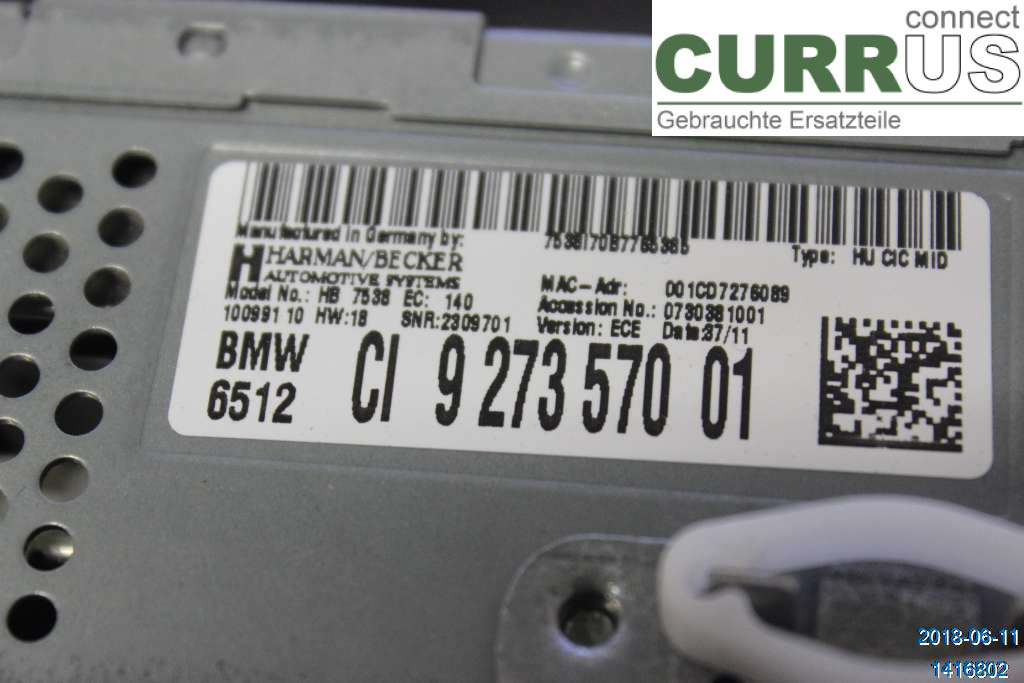 BMW X3 F25    10-17 Radio CD / Multimedia panel 65129221837 2,0D