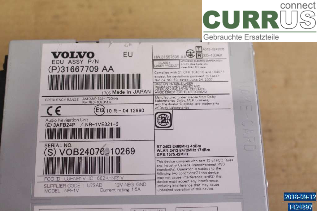 VOLVO XC60  14-17 Radio CD / Multimedia panel 36012367 D4 2,4
