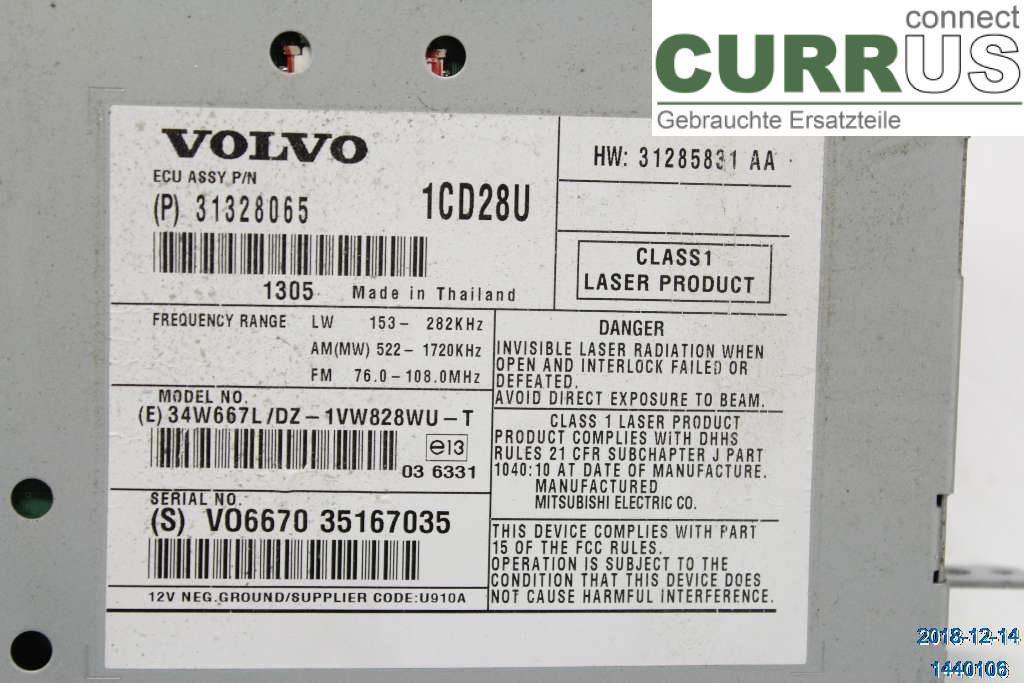VOLVO XC90    07-14 Radio CD /Multimediapanel 36050927 D5 2.4