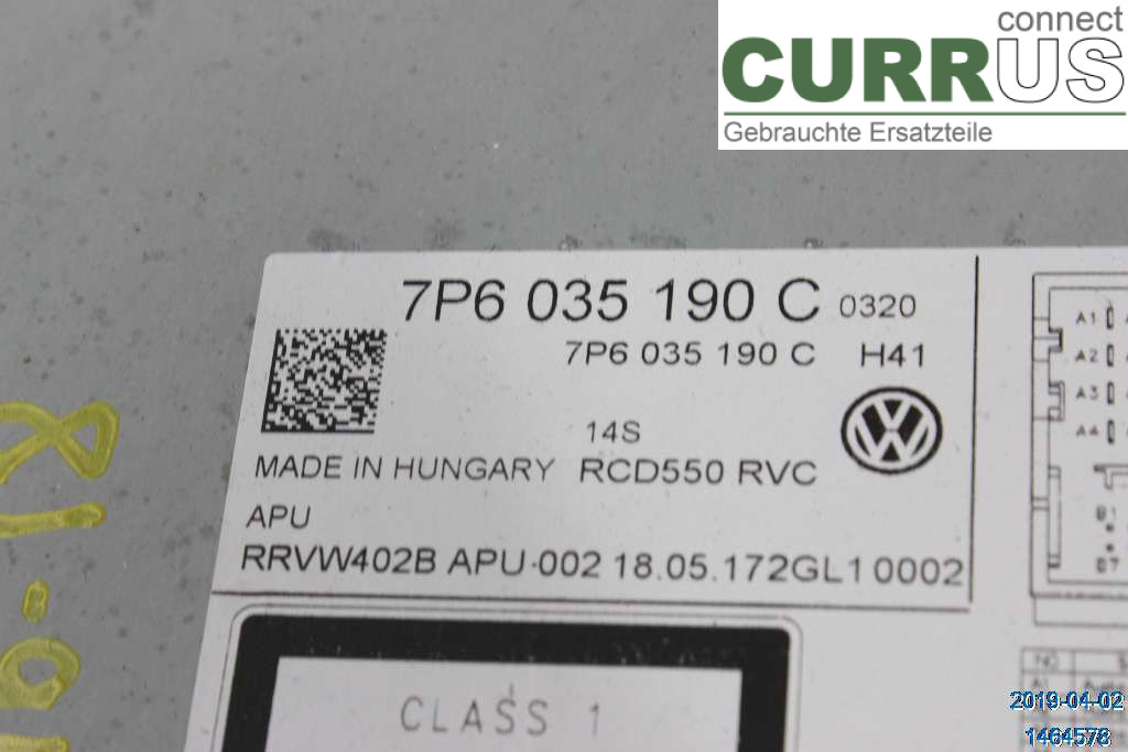 VW TOUAREG 7P  11-18 Radio-CD-/Multimedia-Panel 7P6035190C 3,0 TDI V6