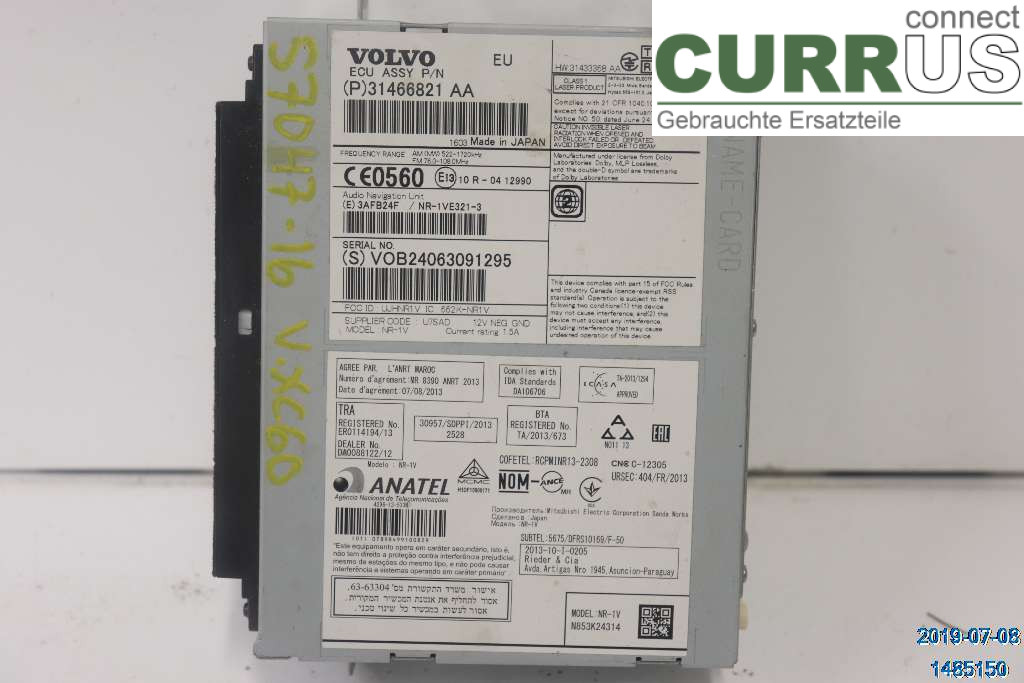 VOLVO XC60  14-17 Radio CD / Multimedia panel 36012367 D4 2,4