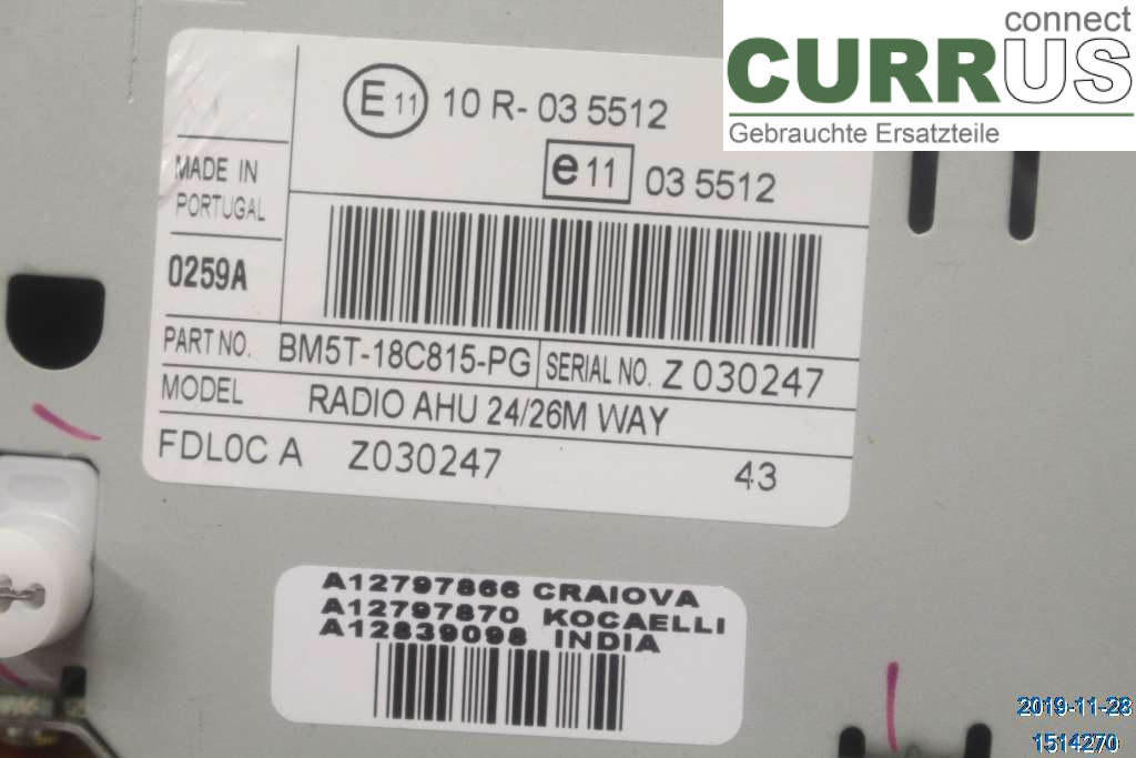 FORD TRAN./TOUR CUSTOM 13-24 Radio CD / Multimedia panel 2025283 2,2 TDCI