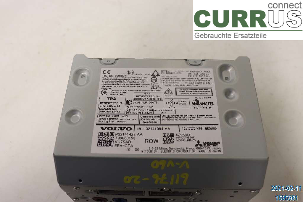 VOLVO V60  19- Radio CD / Multimedia panel 36011649 D3 2,0
