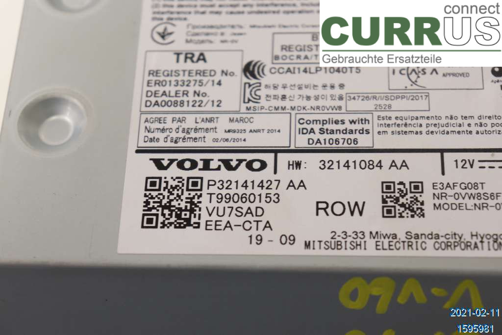 VOLVO V60  19- Radio CD / Multimedia panel 36011649 D3 2,0