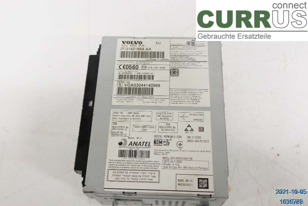 VOLVO V70    14-16 Radio CD / Multimedia panel 36050605 D4 2.4
