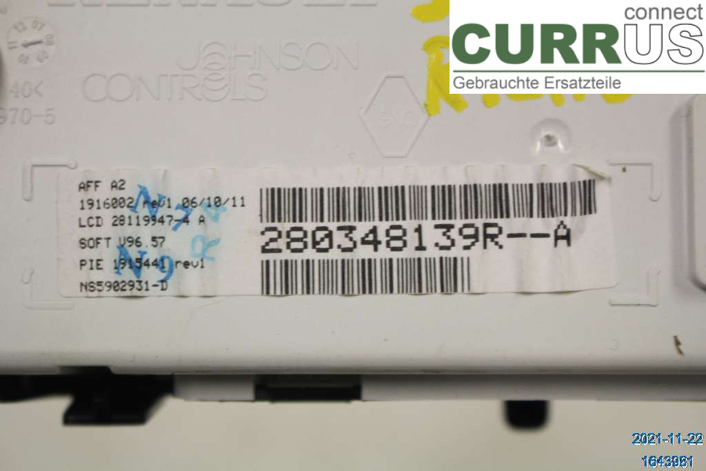 RENAULT CLIO III  09-12 Kontrolskærm 280348139R 1,5 DCI K9K-770