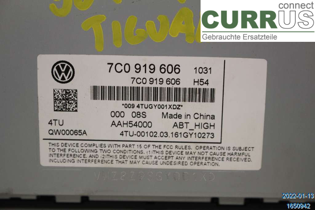 VW TIGUAN 16-24 Radio CD / panel multimedialny 7C0919606 2.0TDI