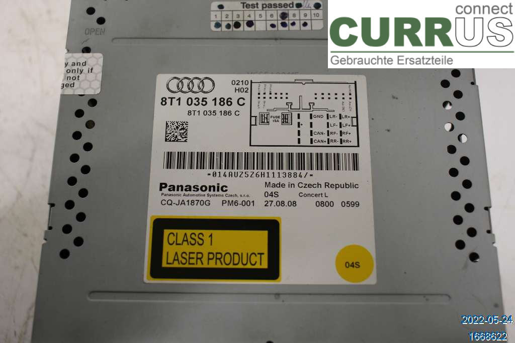 AUDI A5  07-16 Radio CD / Multimedia panel 8T1057186PX 1,8 TFSI CABD