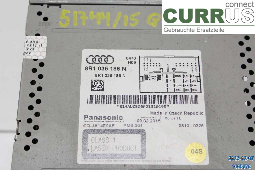 AUDI Q5     09-16 Radio CD /Multimediapanel 8R1057186NX 2,0 TDI